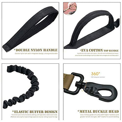 Tactical Dog Collar and Leash Set Adjustable Military Nylon Dog Collar with Control Handle and Heavy Duty Metal Buckle for Large Dogs （Black S - color: Black SET(collar+leash), size: Small (Pack of 1)