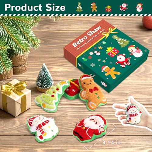 Retro Shaw Christmas Cat Toys, Xmas Catnip Toys for Indoor Cats Kitten Teeth Cleaning, Crinkly Interactive Cat Chew Nip Kitty Kicker Toy Santa Claus Trees Snowman, 5 Pack - size: 3.0 Inches