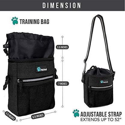 PetAmi Dog Treat Pouch, Pet Treat Pouch for Training, Dog Walking Bag Holder for Kibbles, Pet Food Toy, Dog Trainer Essentials Supplies, Poop Bag Dispenser, 3 Ways to Wear (Charcoal) - color: Heather Charcoal