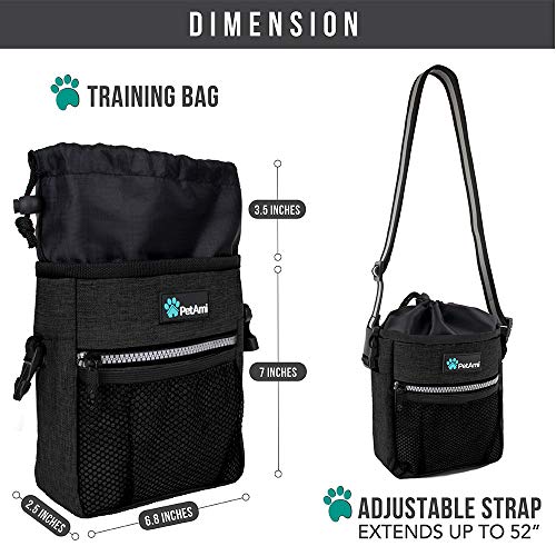 PetAmi Dog Treat Pouch, Pet Treat Pouch for Training, Dog Walking Bag Holder for Kibbles, Pet Food Toy, Dog Trainer Essentials Supplies, Poop Bag Dispenser, 3 Ways to Wear (Charcoal) - color: Heather Charcoal