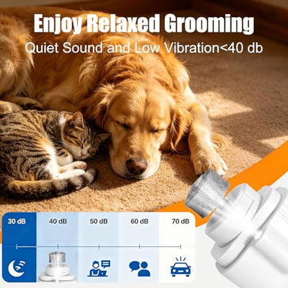 2-in-1 Dog Nail Grinder & Dog Nail Clippers Trimmers for Large Medium Small Dogs Cats Pets Claw Trimmer with LED Lights (White) - color: White