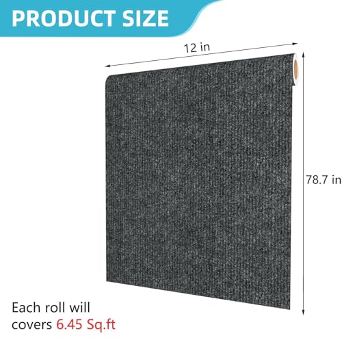 Decotalk Cat Wall Scratcher Adhesive Wall Scratchers for Indoor Cats Dark Grey Peel and Stick Carpet Walls Mounted Cat Scratching Pad 12"x78.7" Gray Corner Walls Scratching Post Furniture Protectors - size: 12" x 78.7"