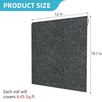 Decotalk Cat Wall Scratcher Adhesive Wall Scratchers for Indoor Cats Dark Grey Peel and Stick Carpet Walls Mounted Cat Scratching Pad 12"x78.7" Gray Corner Walls Scratching Post Furniture Protectors - size: 12" x 78.7"