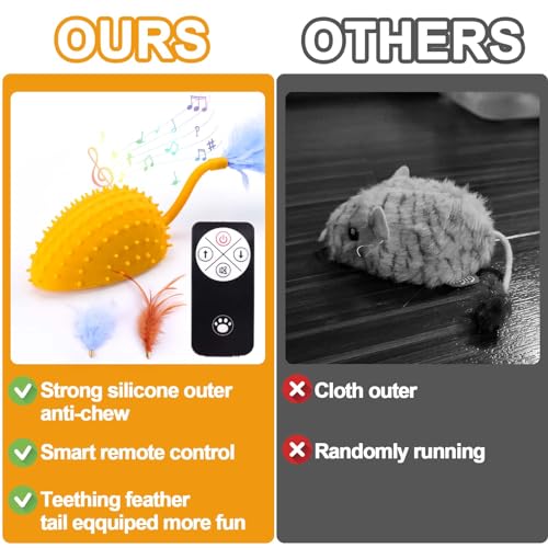 Mity rain Interactive Dog Toys, Remote Control Dog Toy with Feather Tail and Charger, Funny Dog Toys for Small Medium Dogs Outdoor and Indoor, Dog Toys to Keep Them Busy - color: Lemon Yellow