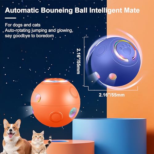 Interactive Dog Ball Toys, Automatic Moving Motorized Rolling Dog Balls, Automatic Bouncing Pet Toy Balls, USB Rechargeable Sporty Rolling Toys, Play Balls for Dogs to Play with(Orange)