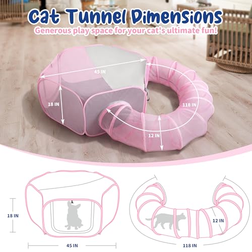 Foldable Cat Tunnel Playpen - Detachable Indoor/Outdoor Pet Enclosure with Storage Bag | Portable Cat Tent & Play Tunnel