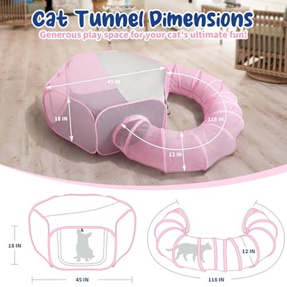 Foldable Cat Tunnel Playpen - Detachable Indoor/Outdoor Pet Enclosure with Storage Bag | Portable Cat Tent & Play Tunnel