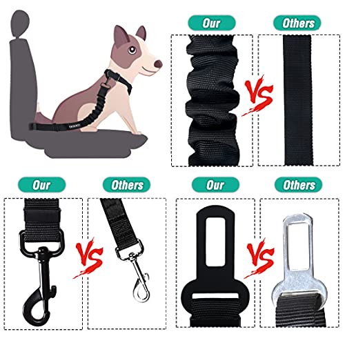Dog Seat Belt,3 Piece Set Retractable Dog Car Harness Adjustable for Vehicle Nylon Pet Safety Heavy Duty & Elastic - color: Set 09-Black+Grey