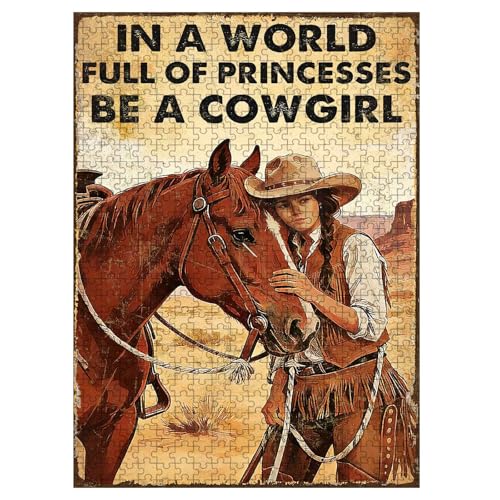 1000 Pieces Jigsaw Puzzles for Adults, in A World Full of Princesses Be A Cowgirl Art Puzzle, Stress Relief Logical Thinking Brain Teaser Puzzle 29.5x19.7 Inch - color: Wooden Puzzle10, size: 1000 Piece pcs