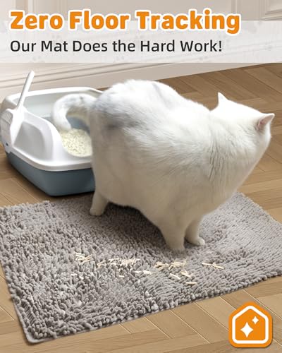 Cat Litter Mat Litter Trapping Mat, 22"x15" Plush Cat Litter Rug Catcher, Easy to Clean, Machine Washable - color: Gray, size: Medium