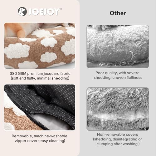JOEJOY Donut Dog Bed Medium Size Dog, Cute Round Calming Pet Bed with Removable Washable Cover, Orthopedic Puppy Bed with Jacquard Shaggy Plush & Non Skid Bottom - color: Brown, size: M (30x30x8)