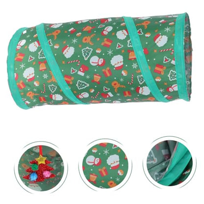Foldable Christmas Cat Tunnel Tent Indoor Cat Cube Collapsible Play Hideout for Kittens with Festive Theme Compact Storage and Exploration Fun