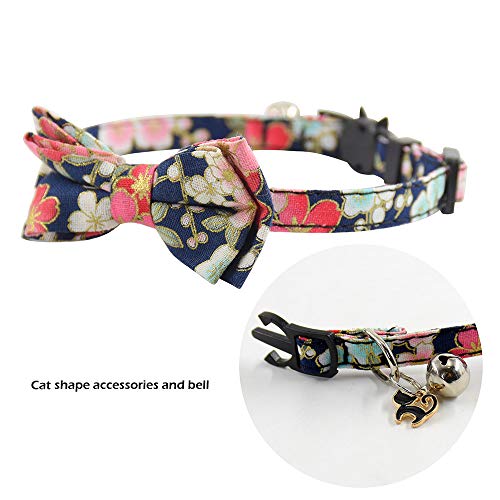 Bowtie Cat Collars Breakaway with Bell, Adjustable Cute Kitty Collars Safety Buckle Kitten Collar for Cat Puppy 7.5-11in (20) - color: 20