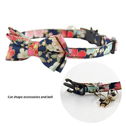 Bowtie Cat Collars Breakaway with Bell, Adjustable Cute Kitty Collars Safety Buckle Kitten Collar for Cat Puppy 7.5-11in (20) - color: 20