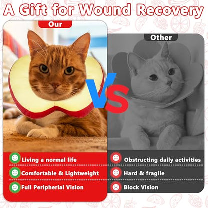 Cat Cone Collar Soft, Adjustable Cat Recovery Cone to Stop Licking, Cute Kitten Donut Collar After Surgery, Elizabethan Collars for Kittens, Lightweight Cats Neck Cones (Apple, Small) - color: Apple, size: Small