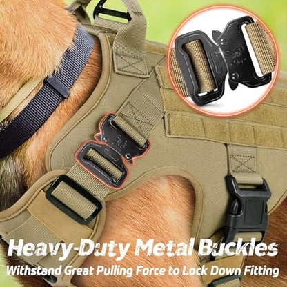rabbitgoo Tactical Dog Harness Medium Sized, Heavy Duty Pet Harness with Handle, No-Pull Service Vest Medium Breed, Adjustable Military Dog Vest for Training Hunting Walking, Brown, M - color: Brown, size: Medium