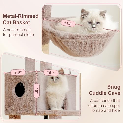 Heybly Cat Tree，HCT202SMU - color: Muchroom, size: 45.3 inch