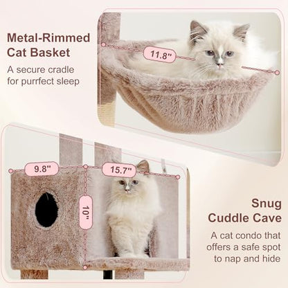 Heybly Cat Tree，HCT202SMU - color: Muchroom, size: 45.3 inch