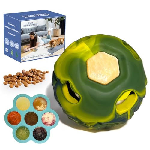 5-in-1 Frozen Dog Enrichment Toys,Interactive Dog Toys with DIY Freezable Fillable Mold,Natural Rubber,Dishwasher Safe（Small） - color: Green, size: Small