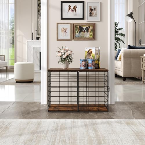 24 Inch Extra Small Dog Crate Furniture - Stylish Durable Indoor Dog Kennel with Storage Top & Secure Lock, Dog Crates for Small Dogs Under 10 lbs, Decorative End Table Pet House