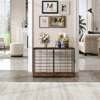 24 Inch Extra Small Dog Crate Furniture - Stylish Durable Indoor Dog Kennel with Storage Top & Secure Lock, Dog Crates for Small Dogs Under 10 lbs, Decorative End Table Pet House