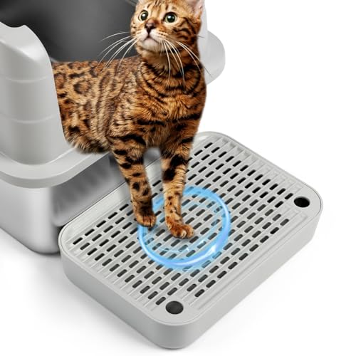 Cat Litter Box Ramp Mat with Filter Function, Cat Step Pedal Stool for Self-Cleaning Litter Box, Easy to Clean, Ideal for Kitten & Elderly Cats (Light Grey) - color: Light Grey