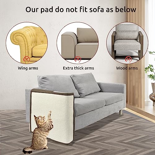 Cat Scratch Furniture Protector with Natural Sisal for Protecting Couch Sofa Chair Furniture,Couch Protector from Cat Claws 23.6L''*19.7W'' (Brown, Right Handed) - color: Brown