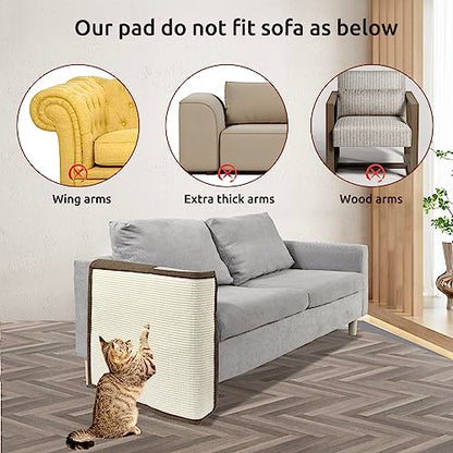 Cat Scratch Furniture Protector with Natural Sisal for Protecting Couch Sofa Chair Furniture,Couch Protector from Cat Claws 23.6L''*19.7W'' (Brown, Right Handed) - color: Brown