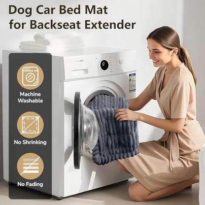 Backseat Dog Car Bed Mat, Non-Slip Travel Dog Bed for Backseat Extenders, Lightweight & Easy-to-Store, Soft Durable & Easy-to-Clean Car Seat Protector for SUVs, Trucks & Sedans (23.5" x 51")