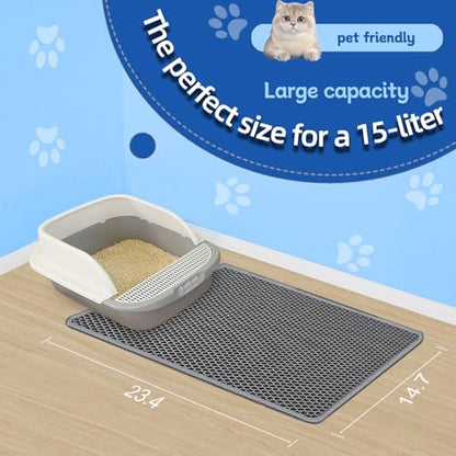 Double Layer Ultra Soft Cat Litter Mat - 23.4"x14.7" for Single Cat, BPA-Free, Upgraded Non-Slip & Urine-Proof Bottom Layer, Durable & Easy Clean, Gray - color: Grey, size: 23.4 X 14.7 Inches