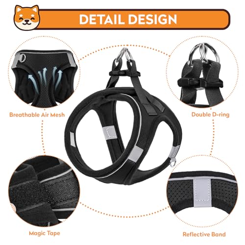 Dog Harness with Leash Set, No-Pull Step-in Reflective Pet Harness with 1 Leash Clips, Adjustable Soft Padded Easy Walk Dog Vest for Small Medium Large Dogs, Cats(Carbon Black, XLarge) - color: Black, size: XL(Chest:19"-21.5")