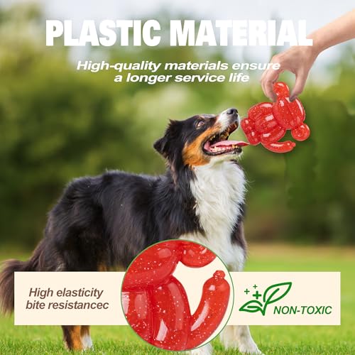 Monkey Dog Chew Toy, Indestructible Dog Rubber Toy for Medium & Large Dogs, Tough No Stuffing Puzzle Toy, Anxiety Relief & Dental Care, Interactive Cognitive Toy, 4.92inch (RED) - color: RED