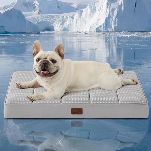 Bedsure Orthopedic Cooling Dog Bed for Medium Dogs - 30x20 Inches Comfy Breathable Puppy Beds with Removable Washable Cover, Cold Flat Egg Crate Foam Pet Mat, Suitable for Pet Up to 30 lbs - color: Cooling Grey, size: 30"L x 20"W x 3"Th
