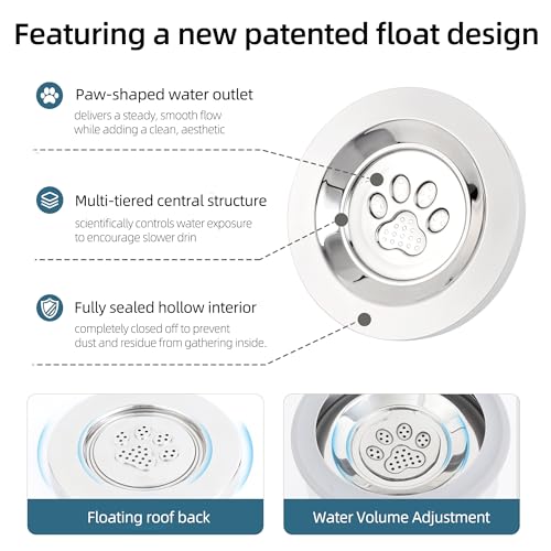 3L/0.8 Gallon No Spill Water Bowl for Dogs, Double-Wall Stainless Steel Slow Water Dog Bowls, Splash-Proof Vacuum Float, Dishwasher Safe for Large Medium Dogs (3L/101 floz)