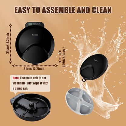 Automatic Wet Food Cat Feeder, Auto Refrigerated Wet Foods Feeder for Cats Dogs 4 Meal Timed Fresh Foods Dispenser with 2 Ice Packs Small Pet Feeders for Kitty Puppy Automatic Cat Dog Food Bowl Black - color: Black