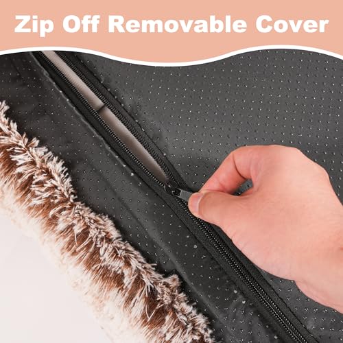 Bedfolks Waterproof Dog Crate Bed, Plush Dog Kennel Pad with Removable Washable Cover, Faux Fur, 17"x12", Brown - color: Brown, size: XX-Small(17x12'')
