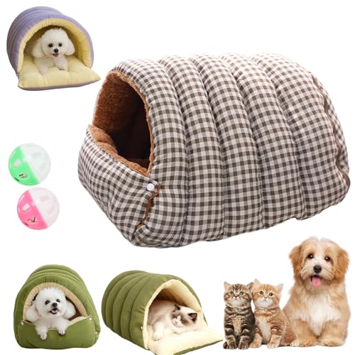 Removable and Washable Winter Closed-Off Cat Bed, Soft Fluffy Warm Autumn/Winter Cats House, Washable Non-Slip Pet Sleeping Bag for Indoor Cats Small Dogs (G,Medium) - color: G, size: Medium