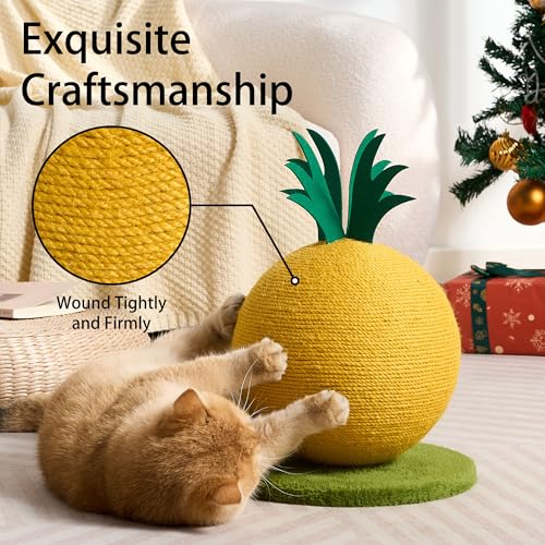 Pineapple Cat Scratching Post, Cute Cat Scratcher with Sisal Rope, Cat Scratch Post for Indoor Adult Cat and Kitten, Cat Scratching Ball - color: Pineapple
