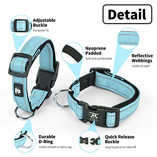 Dog Collar and Leash Set,Reflective Dog Collars with Quick Release Buckle,Adjustable Nylon Pet Collar for Small Medium Large Dogs(Small,Blue) - color: Blue, size: Small