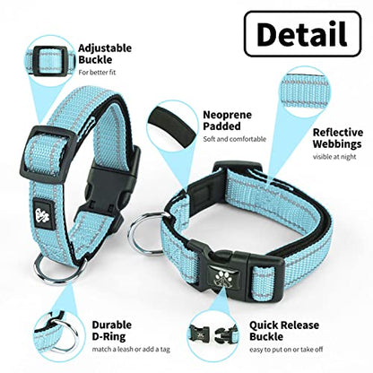 Dog Collar and Leash Set,Reflective Dog Collars with Quick Release Buckle,Adjustable Nylon Pet Collar for Small Medium Large Dogs(Small,Blue) - color: Blue, size: Small