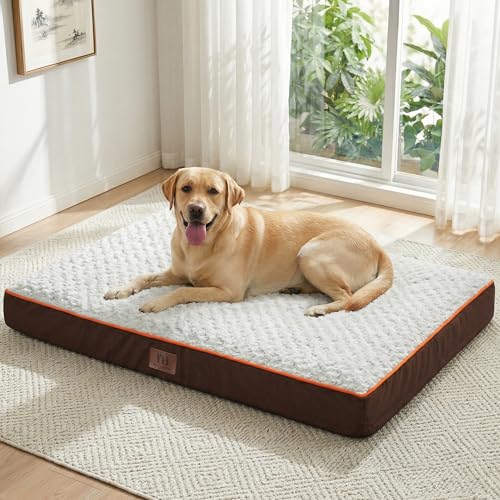 WESTERN HOME WH Large Dog Bed for Large, Jumbo, Medium Dogs, Orthopedic Pet Bed Waterproof Mattress with Removable Washable Cover, Thick Egg Crate Foam Dog Bed with Non-Slip Bottom - color: Brown, size: Egg Crate Foam Extra Large (42" x 30" x 4")