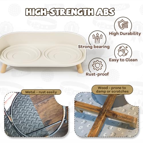 Raised Dog Feeder Bowl Stand - Elevated Dining Table for Small and Medium Dogs and Cats - Fits Food and Water Dish up to 6" Diameter - Milky White (Bowls Not Included) - color: Milky White, size: Medium