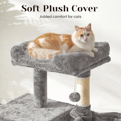 Fansafurn Modern Cat Tree with Scratching Posts, Cat Bed, Hammocks & Condos – Multi-Level Cat Tower for Playful Cats, 36" Modern Cat Tree Tower, Grey - color: Light Grey