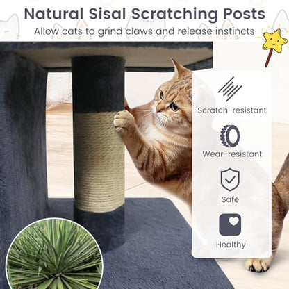 Tangkula Small Cat Tree for Indoor Cats, 25.5 Inch Cat Tower with Sisal Scratching Posts, 2 Large Cat Condos with Padded Top Perch, Modern Cat Climbing Furniture for Adult Cats & Kittens (Dark Gray) - color: Dark Gray