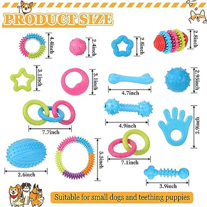 Jenaai 50 Pack Puppy Toys Chew for Teething Cute Soft Dog Toys Interactive Teething for Small Dogs Anxiety Relief Cleaning Teeth, Assorted Style