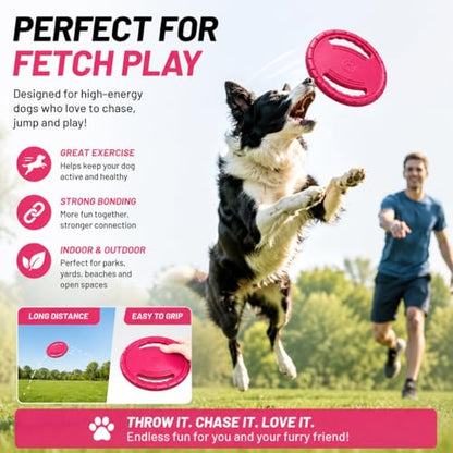 Dog Flying Disc, Durable Soft EVA Flying Ring for Aggressive Chewers, Interactive Fetch & Training Toy, Floats in Water, Safe on Teeth & Gums, Beach Pool Play (Red) - color: Red