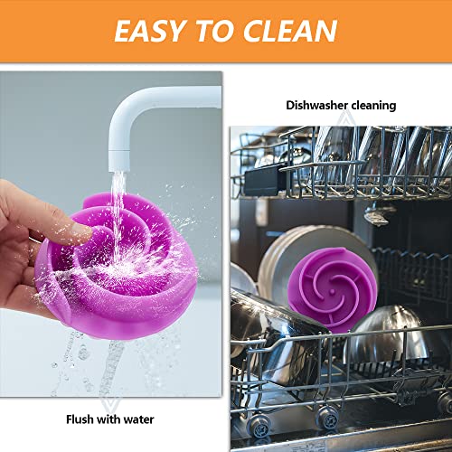 Slow Feeder Dog Bowls Insert, Animire Soft Silicone Slow Eating Dog Food Bowl for Small, Medium and Large Dogs, Compatible with Regular and Elevated Bowls - color: Purple, size: M