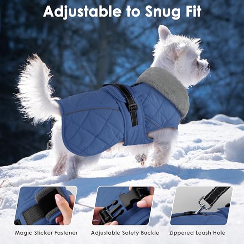 Dog Coat, Waterproof Dog Winter Jacket with Adjustable Buckle, Reflective Turtleneck Pet Snow Vest Warm Fleece Sweater for Small Medium Large Dogs - Blue, 3XL - color: Blue, size: XXX-Large