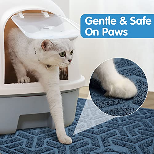 UPSKY Cat Litter Mat, Litter Trapping Mat Soft on Kitty Paws, Large Litter Box Mat 35" x 24" Scatter Control for Indoor Cats Waterproof and Extra Large Pretty Litters Carpet - color: D-Blue