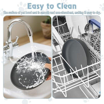 Silicone Cat Bowl Non-Slip Cat Food Plate Flat Dog Bowls with Suction Cup Shallow Puppy Food and Water Dish for Small and Medium Pets (Steel Gray) - color: 1 Pcs - (Steel Gray)